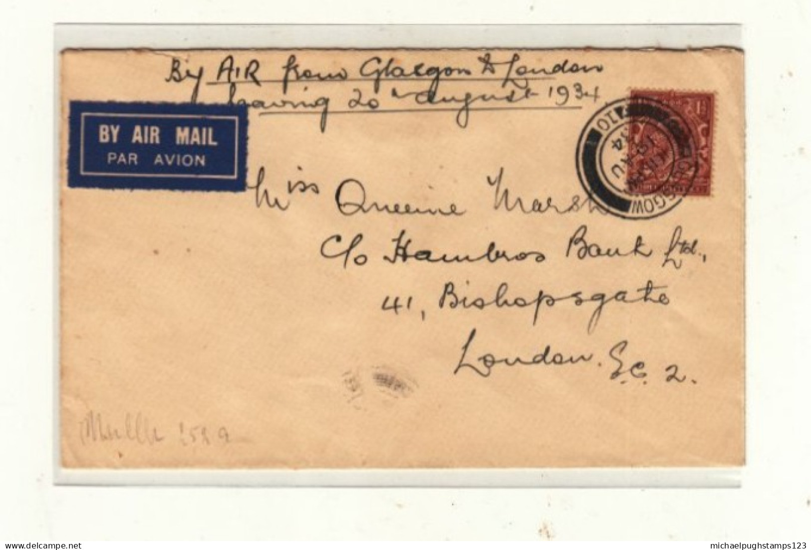 G.B. / 1934 Internal Airmails / Glasgow - Ohne Zuordnung