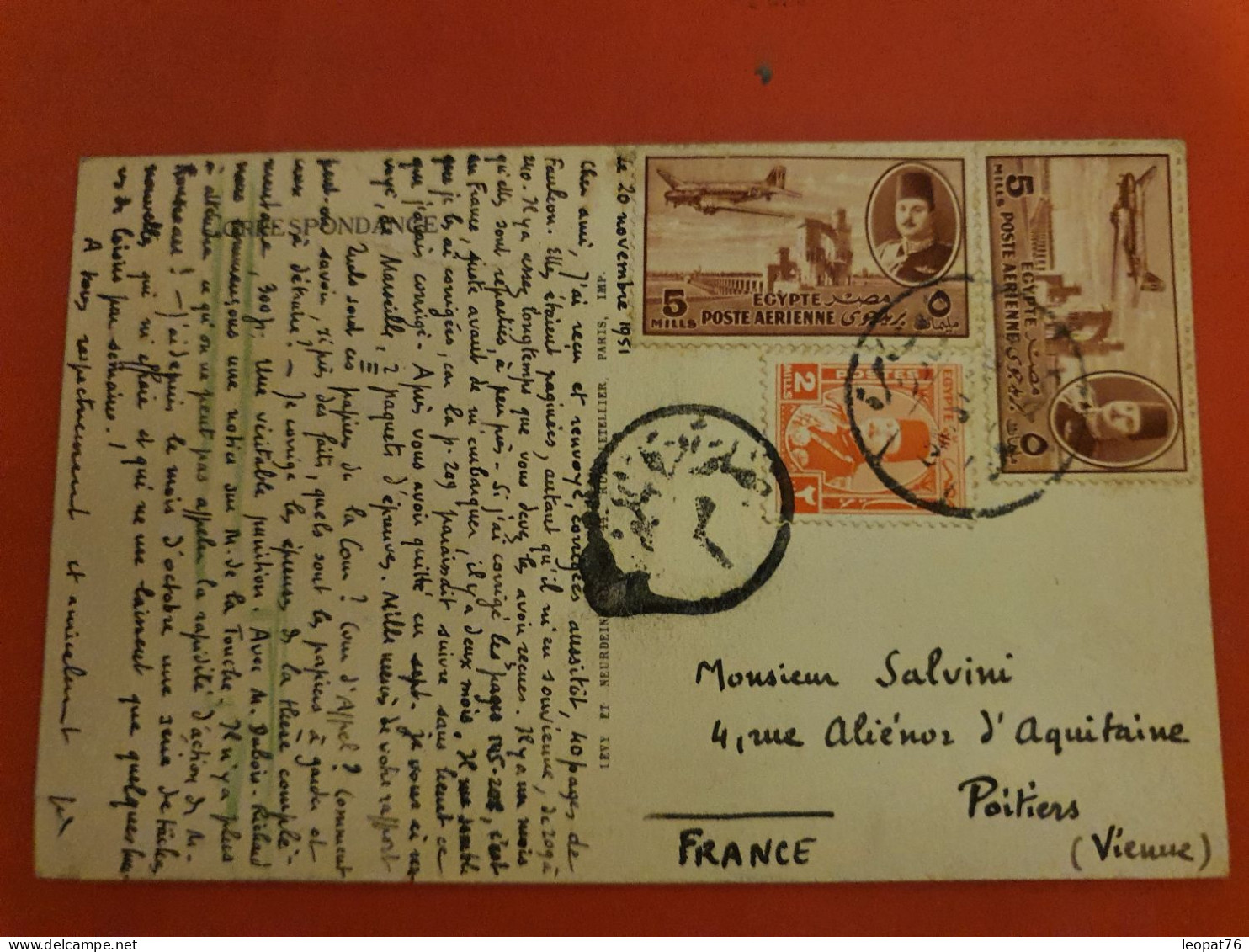 Egypte - Affranchissement Varié Sur Carte Postale Pour La France - D 118 - Covers & Documents