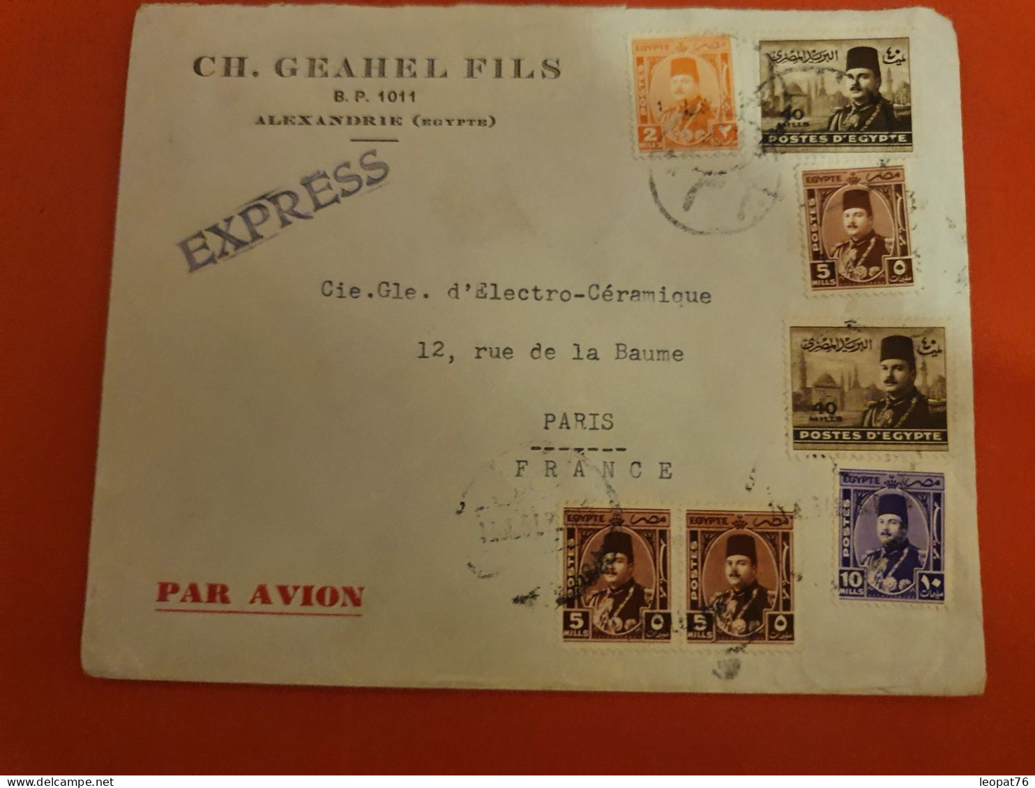 Egypte - Enveloppe Commerciale En Exprès De Alexandrie Pour Paris En 1951 - D 121 - Lettres & Documents