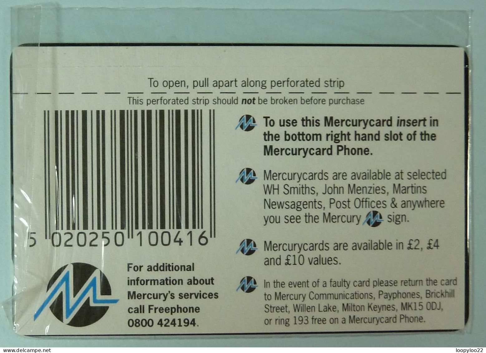 UK - Great Britain - Mercury - MER041 - 18MERF - Inn On The Park - Shallow Notch - Mint Blister - Mercury Communications & Paytelco