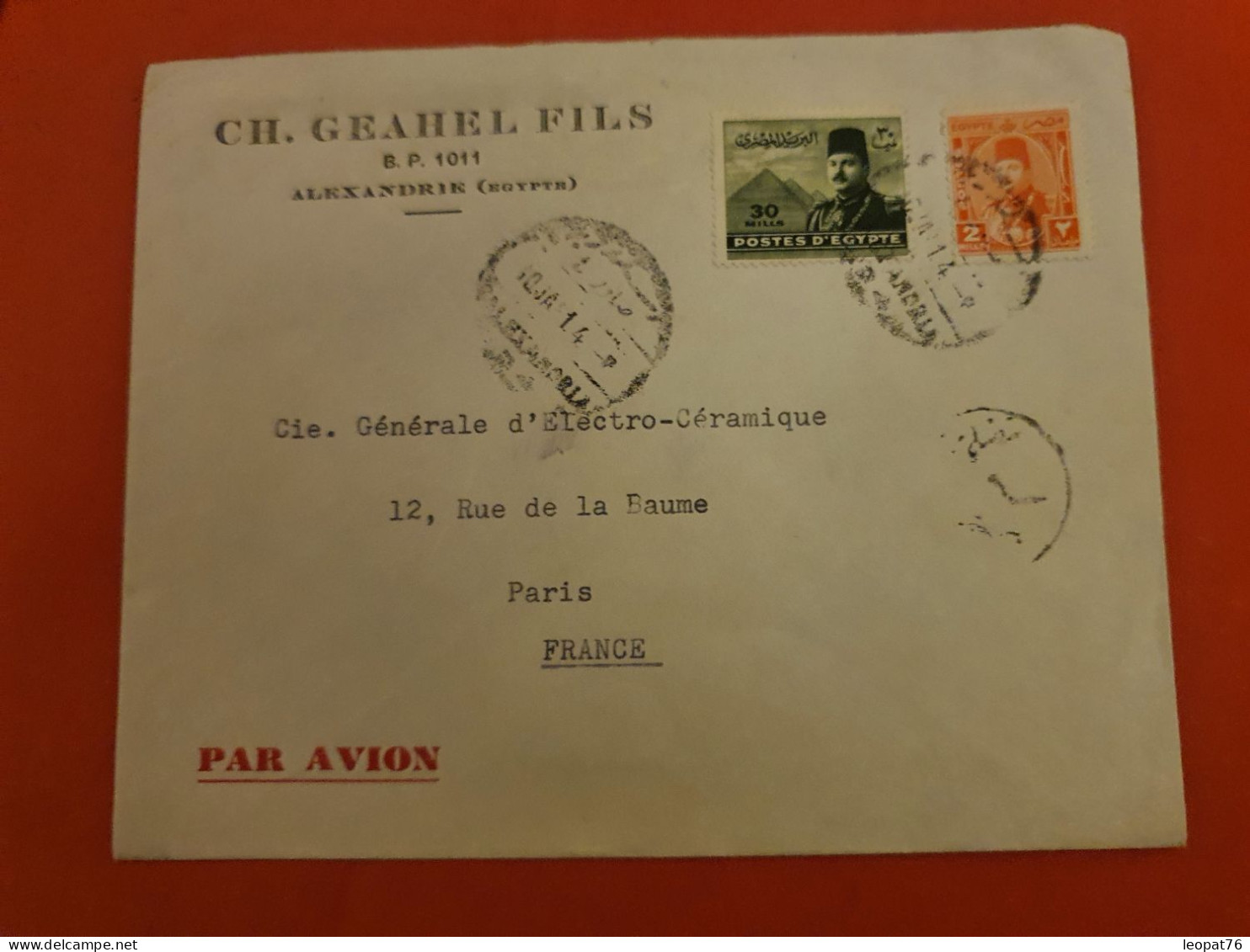 Egypte - Enveloppe Commerciale De Alexandrie Pour Paris - D 122 - Briefe U. Dokumente