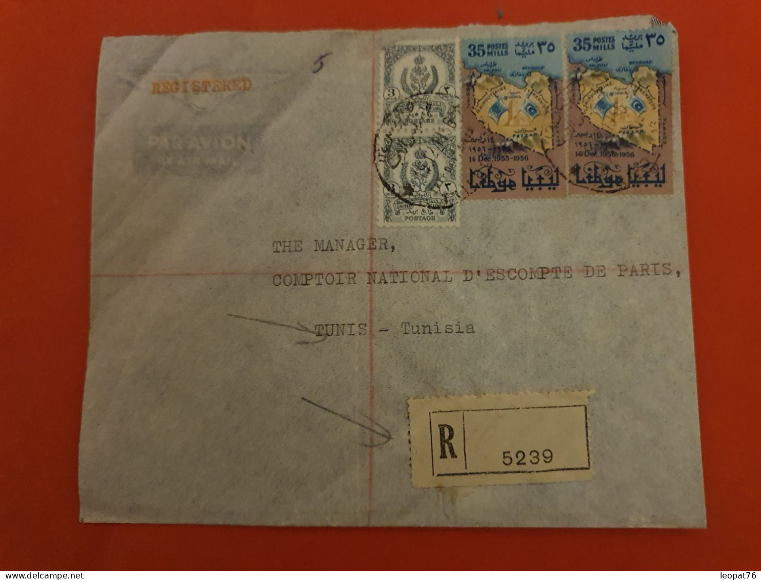 Libye - Enveloppe Commerciale En Recommandé De Tripoli Pour Tunis En 1956 - D 138 - Libye