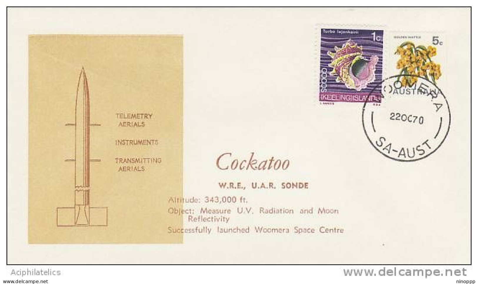 Australia 1970 Cockatoo W.R.E. U.A.R. Sonde Souvenir Cover - Brieven En Documenten