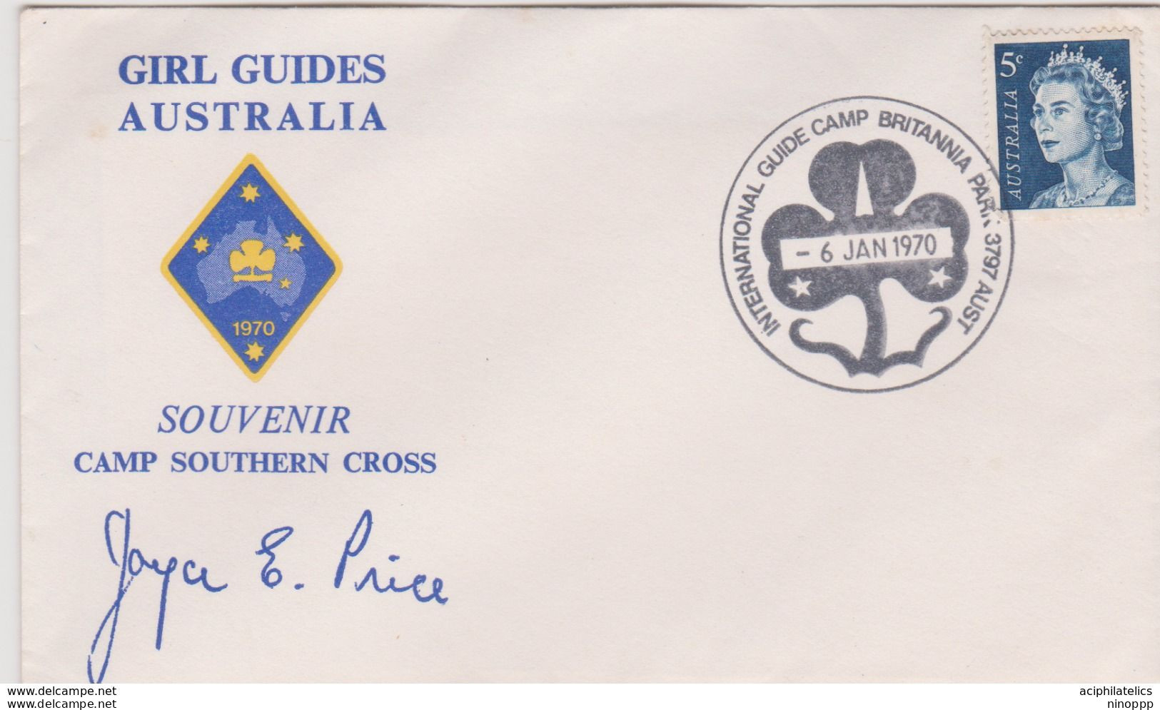 Australia 1970 International Guide Camp Britannia Park,souvenir Cover,signed E.Price - Brieven En Documenten