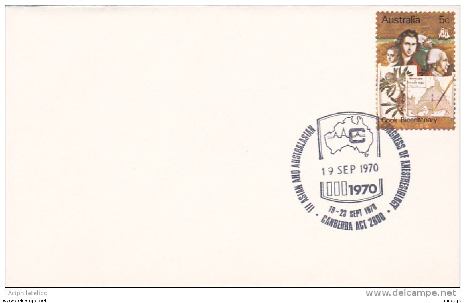 Australia 1970 PM 338 3rd Asian And Australasian Congress Of Anestheology, Souvenir Cover - Storia Postale