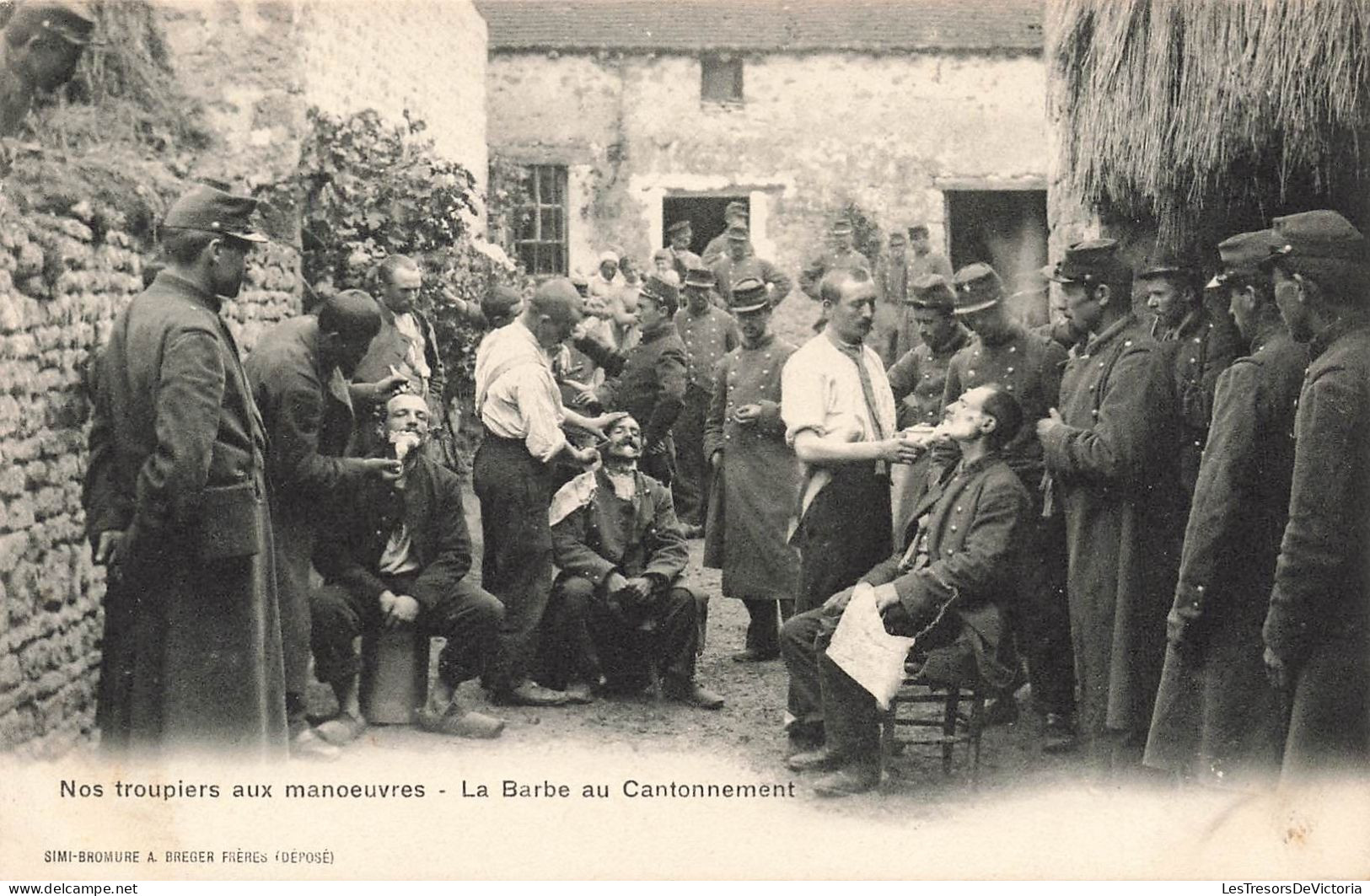 MILITARIA - Nos Troupiers Aux Manœuvres - La Barbe Au Cantonnement - Carte Postale Ancienne - Maniobras