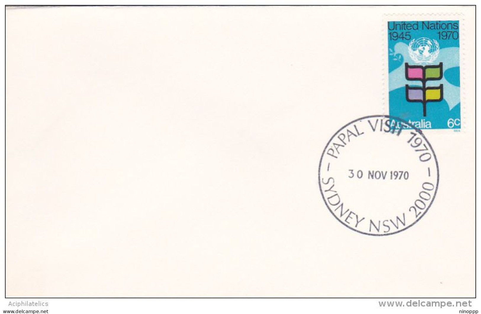 Australia 1970 PM 342 Papal Visit Souvenir Cover - Brieven En Documenten