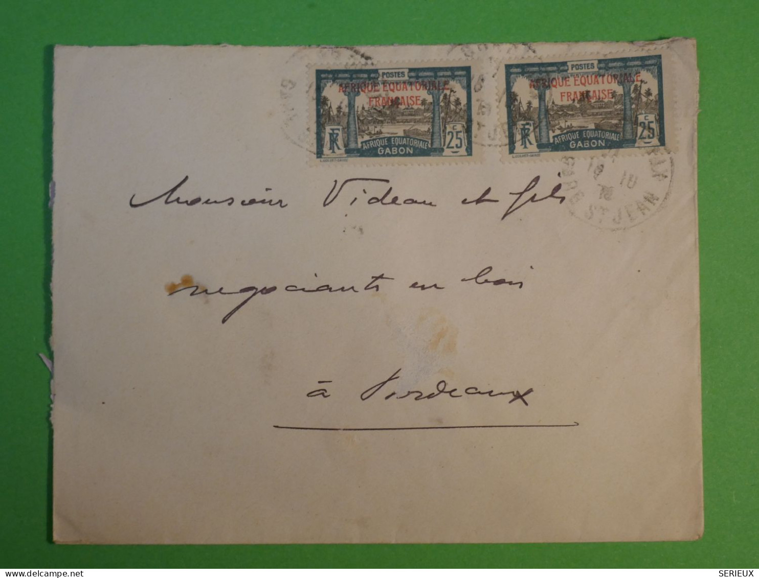 AU0 GABON AEF   BELLE  LETTRE RR   1918 RARE  OBLITERéS A  BORDEAUX ST JEAN FRANCE   ++AFF.  INTERESSANT+++ - Briefe U. Dokumente