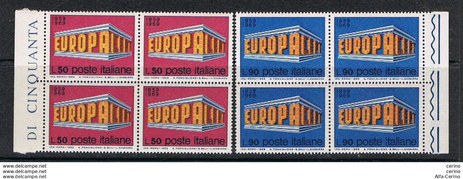REPUBBLICA:  1969  IDEA  EUROPEA  -  S. CPL. 2  VAL. BL. 4  N. -  SASS. 1109/10 - 1969