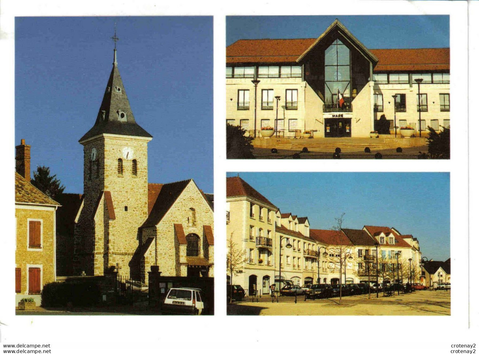 78 SAINT QUENTIN EN YVELINES Voisins Le Bretonneux En 3 Vues Eglise Hôtel De Ville Cliché Gilles Paire VOIR DOS - St. Quentin En Yvelines