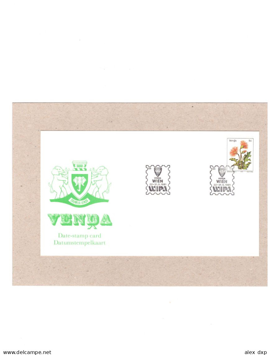 VENDA (RSA) 1981 > STAMP EXHIBITION IN VIENNA (WIPA '81) - DATE-STAMP CARD WITH 5c Sc#5, SPECIAL POSTMARK - Venda