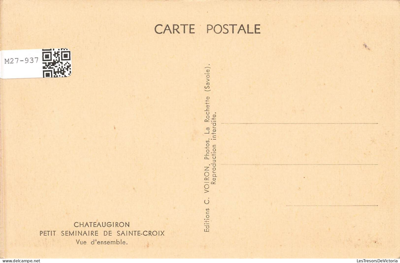 FRANCE - Châteaugiron - Petit Séminaire Ste Croix - Vue D'ensemble - Ed C Voiron - Carte Postale Ancienne - Châteaugiron