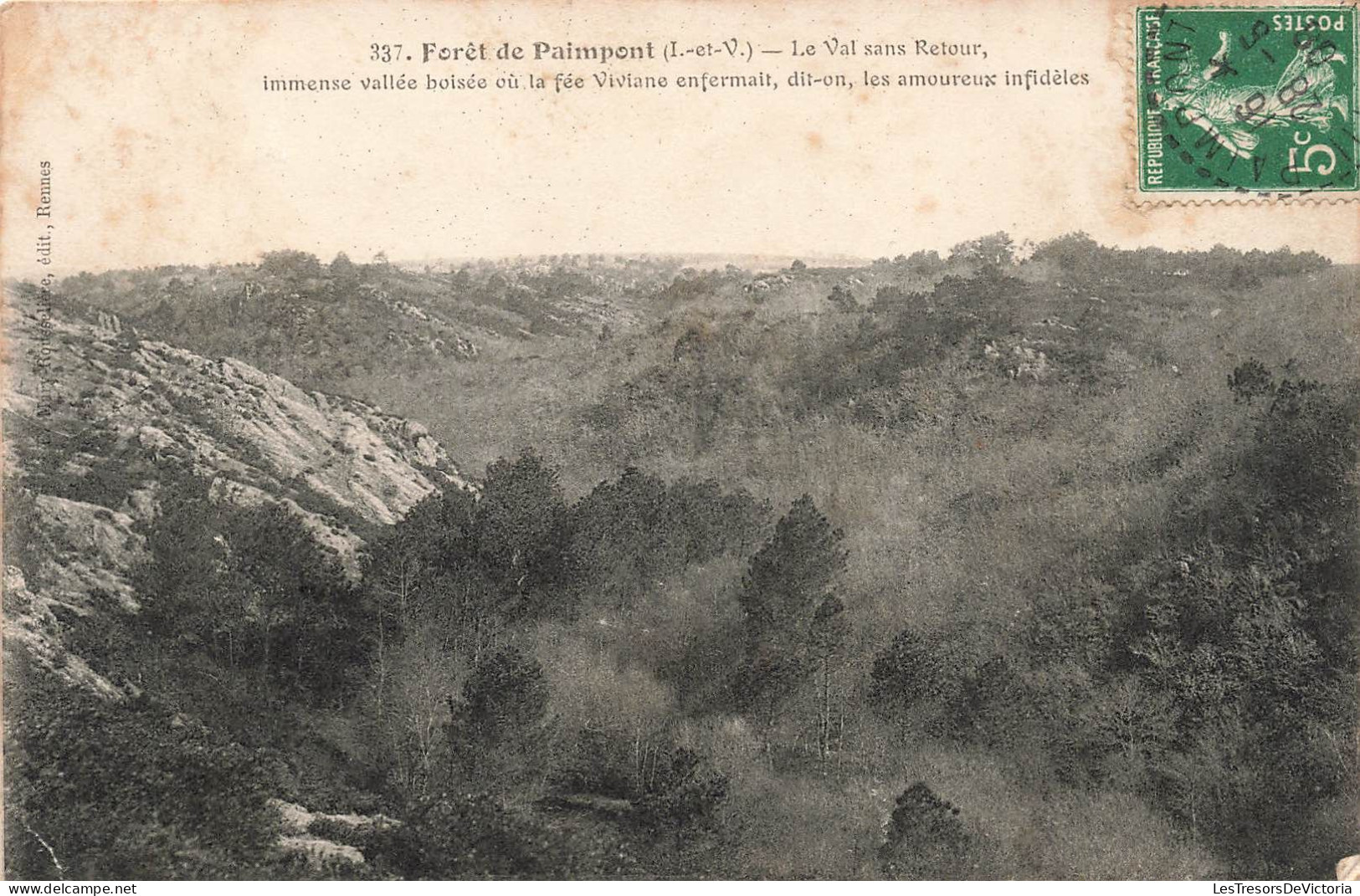 FRANCE - Forêt De Paimpont - Le Val Sans Retour, Immense Vallée Boisée Où La Fée Viviane ... - Carte Postale Ancienne - Paimpont