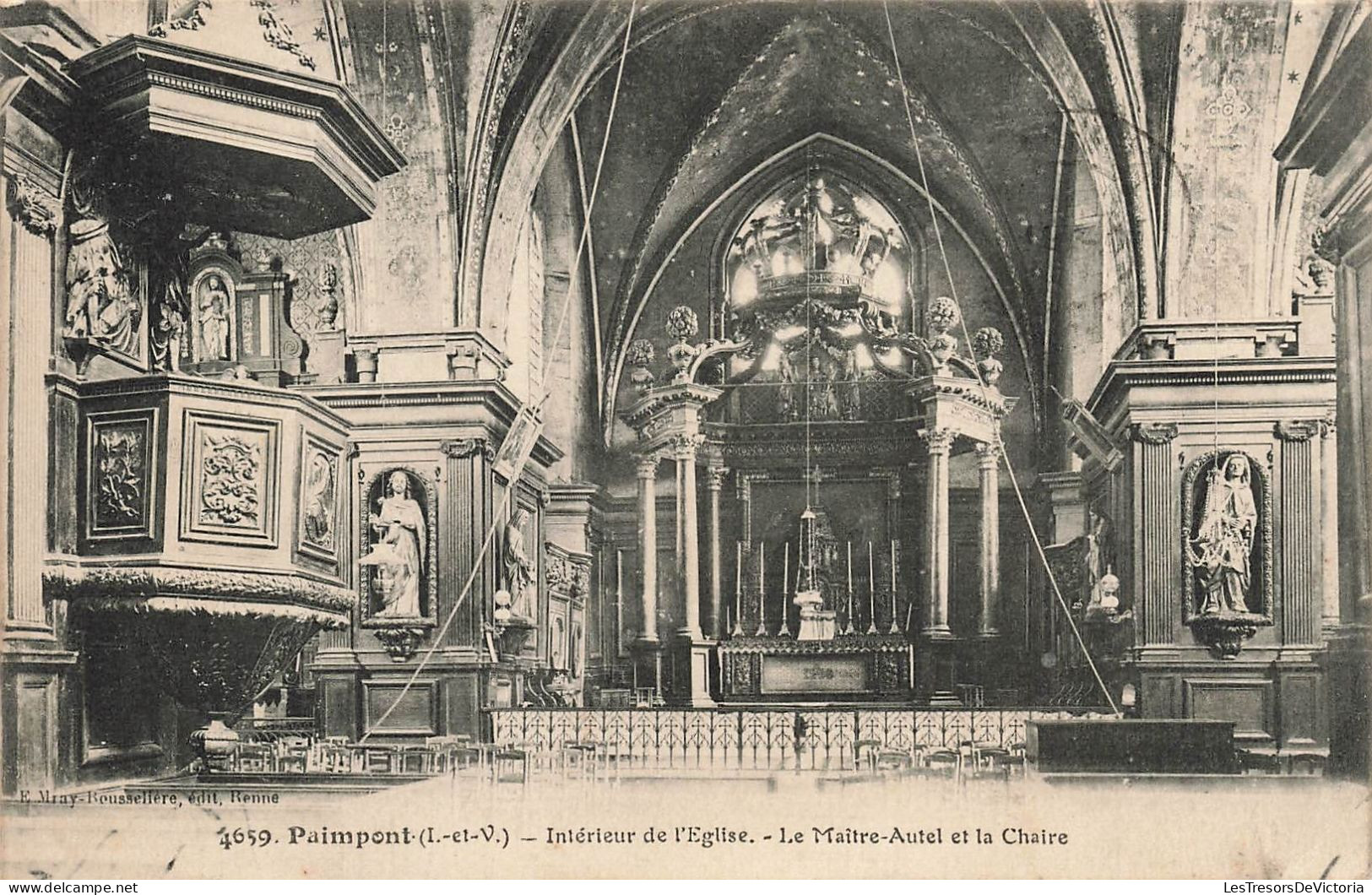 FRANCE - Paimpont - Intérieur De L'Eglise - Le Maître Autel Et La Chaire - Carte Postale Ancienne - Paimpont