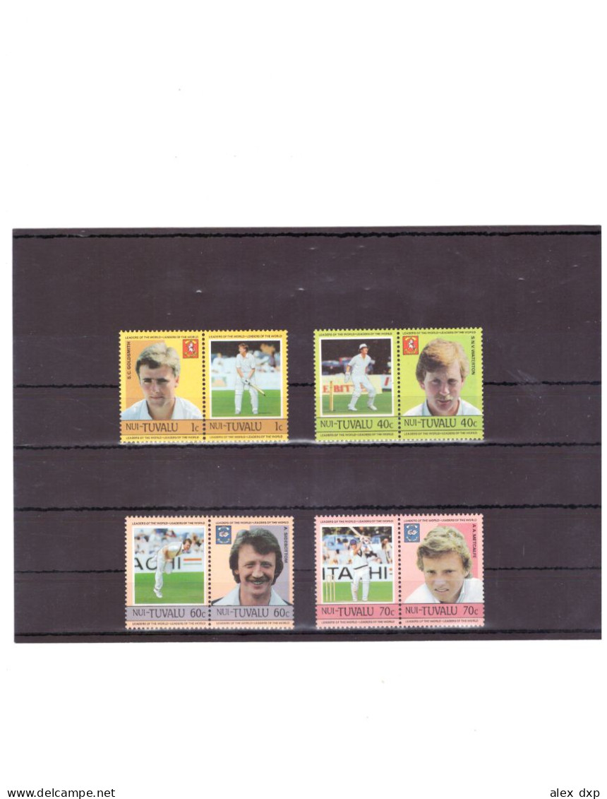 Tuvalu 1985 > Leaders Of World Cricket > Full Set Of 4 MNH Se-tenant Pairs - Cricket