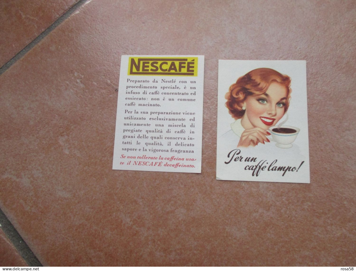 Anni 50/60 NESCAFè  + IMMAGINE :Per Un Caffè Lampo Etichetta PUBBLICITARIA - Koffie & Koffiecichorei