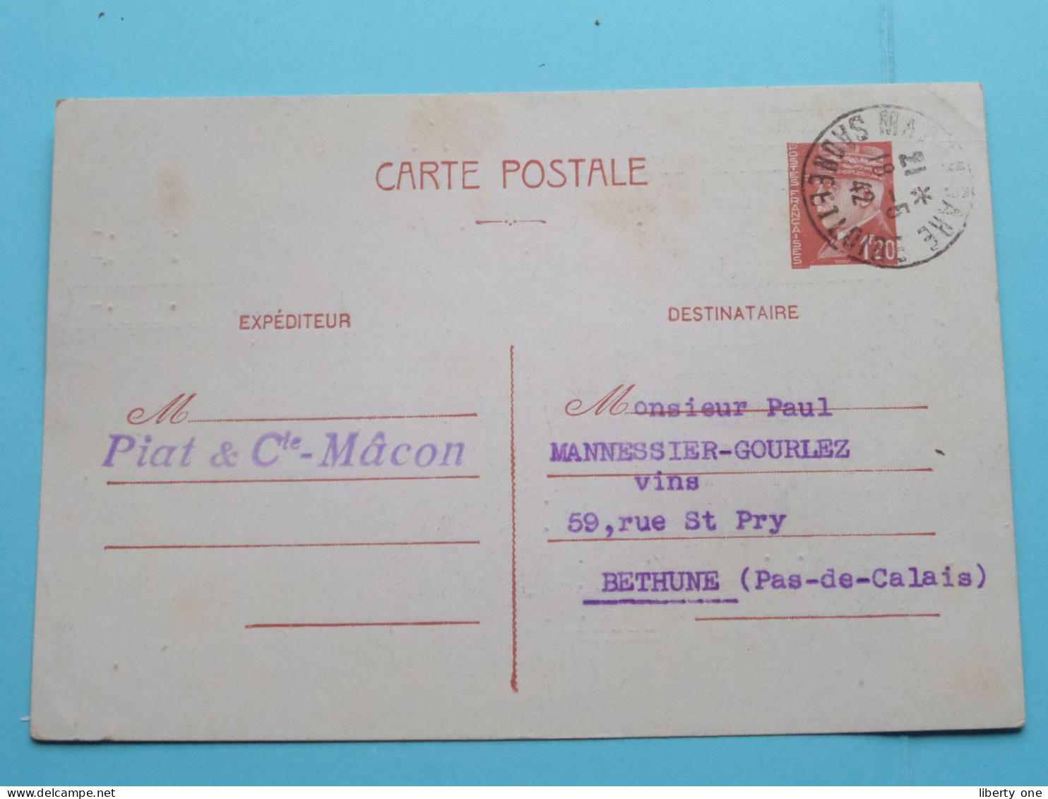 Piat & Cie MACON France Anno 1942 ( Voir Scans ) ORDRE / Fact. à Mannessier Bethune ! - Verkopers