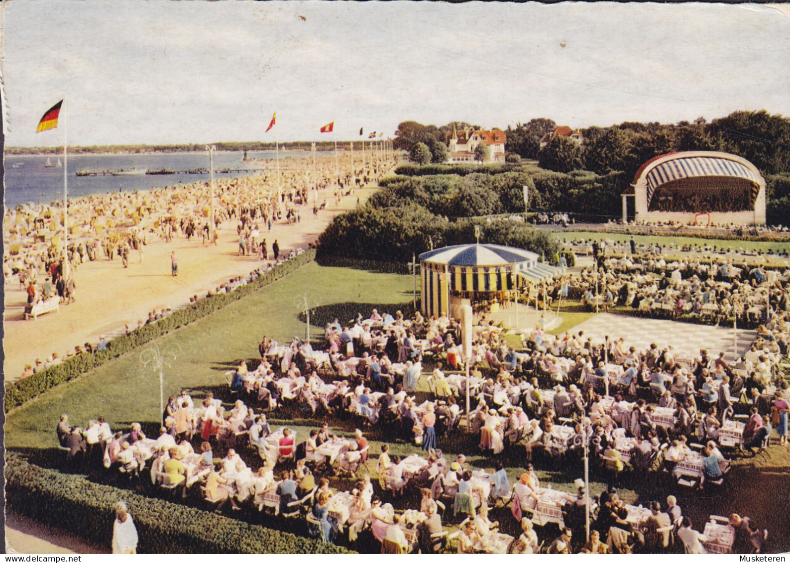 Germany PPC  Ostseeheilbad Travemünde Casino-Garten LÜBECK-TRAVEMÜNDE OSTSEEBAD 1959 Sweden (2 Scans) - Lübeck-Travemünde