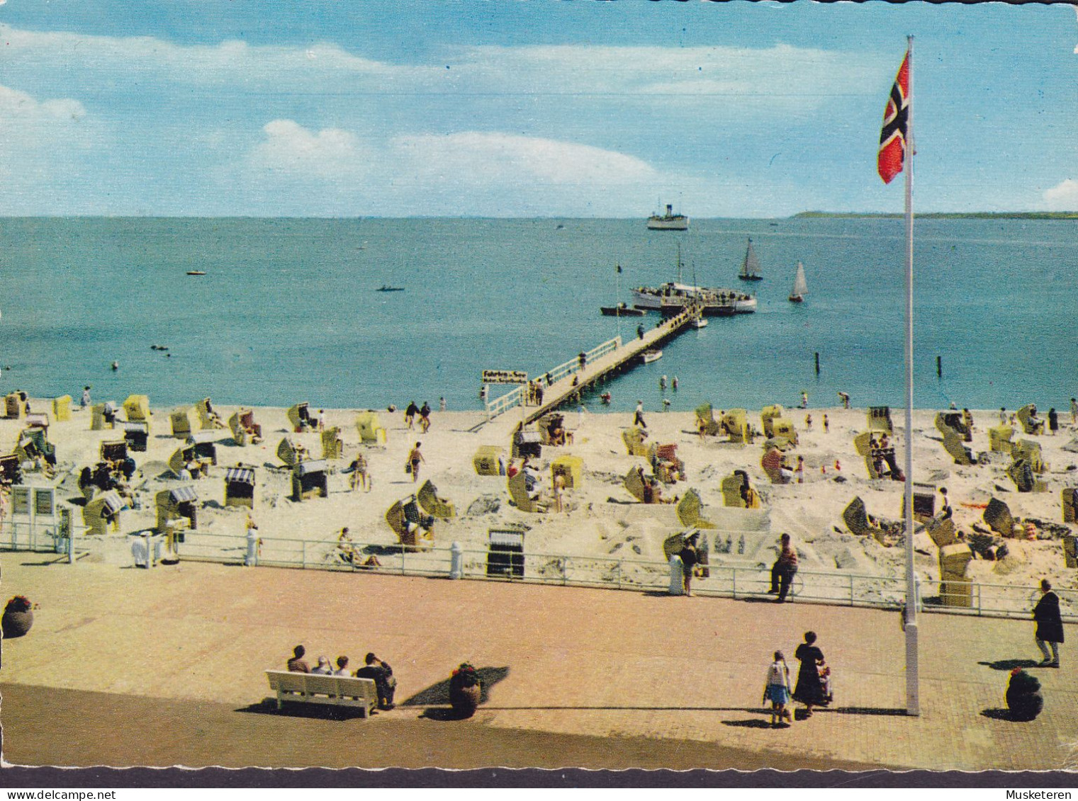 Germany PPC Ostseeheilbad Travemünde Promenade Mit Strand Und Seebrücke LÜBECK-TRAVEMÜNDE OSTSEEBAD 1961 - Lübeck-Travemünde