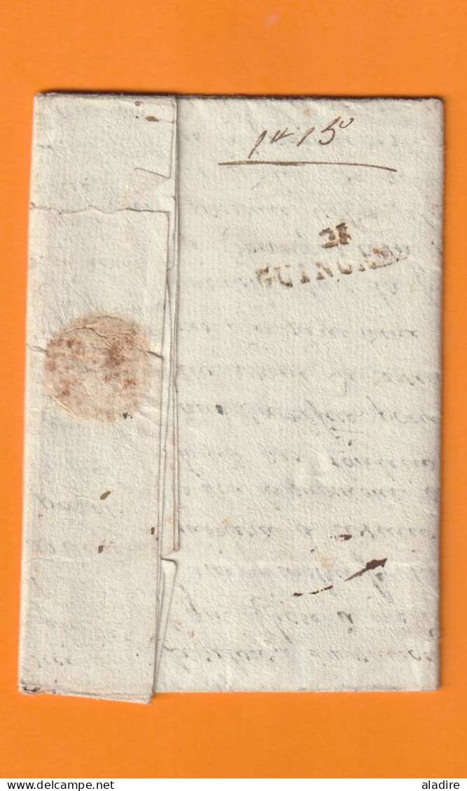 1803 - 74 ROUEN Sur Lettre Pliée Avec Corresp De 3 P (retour Des Etats Unis) Vers La Touche / Ploermel Près GUINGAMP - 1801-1848: Vorläufer XIX