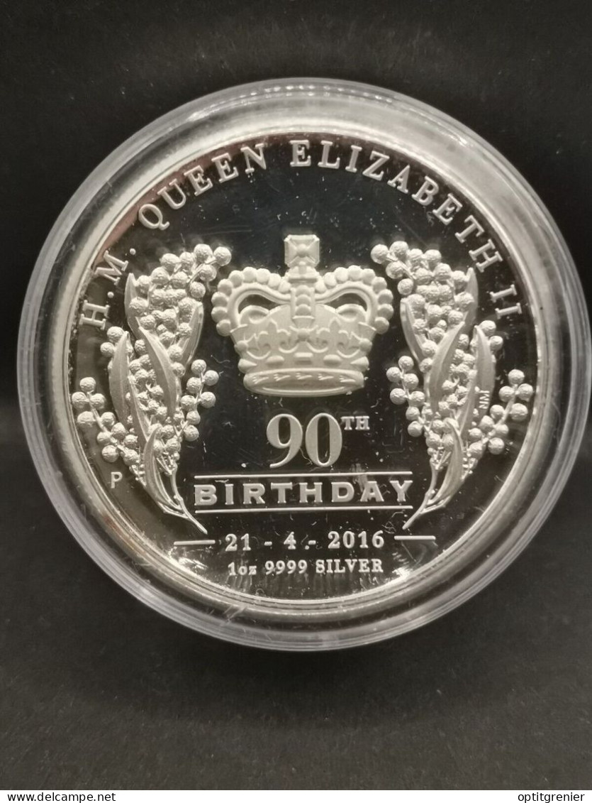 1 DOLLAR ARGENT 2016 QUEEN ELIZABETH II 90th BIRTHDAY 1 OZ 999 SILVER AUSTRALIE - Verzamelingen