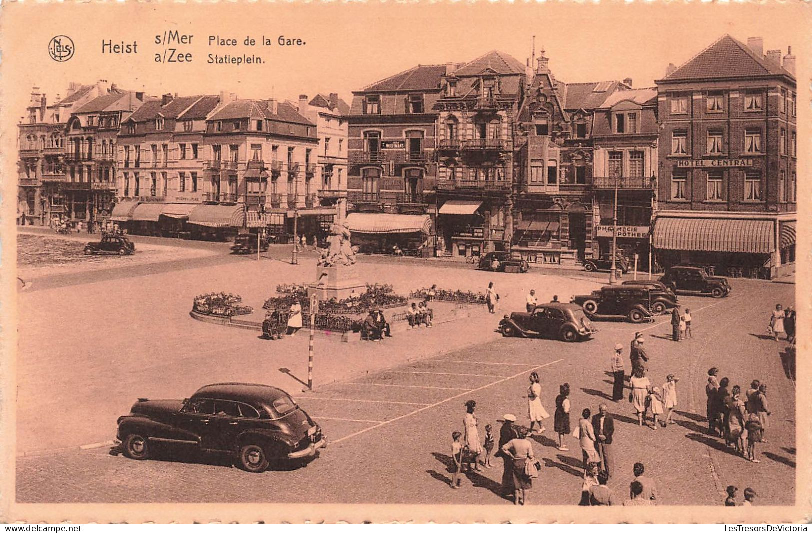 BELGIQUE - Heist Sur Mer - Place De La Gare - Animé - Carte Postale Ancienne - Heist