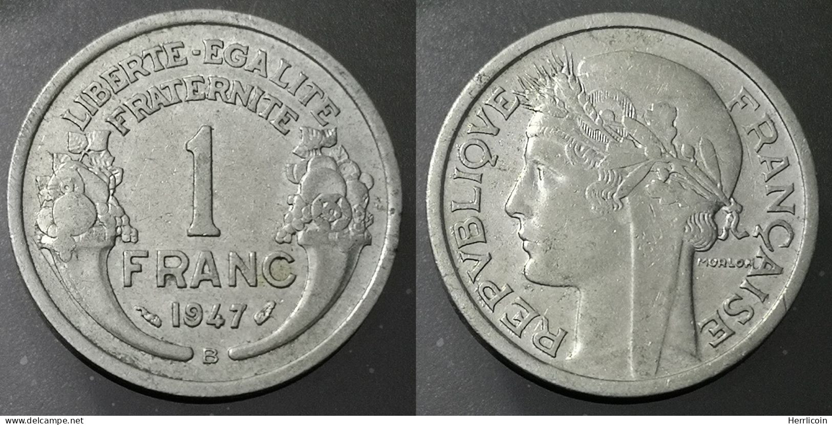 Monnaie France - 1947 B - 1 Franc Morlon Aluminium, Légère - 1 Franc