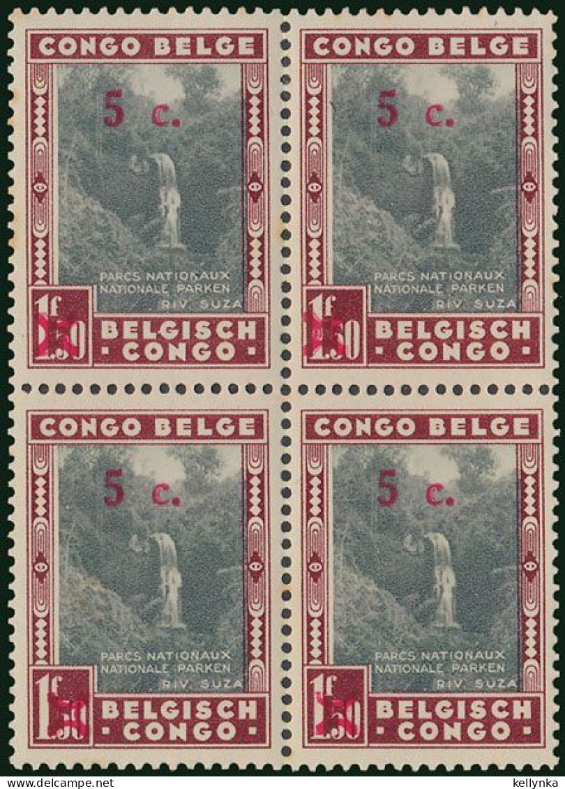 Congo Belge - 226 - Essai - Bloc De 4 - Croix - Proof - Surcharge Rouge - Red Overprint - 1941 - MNH (Avec Certificat) - Ungebraucht