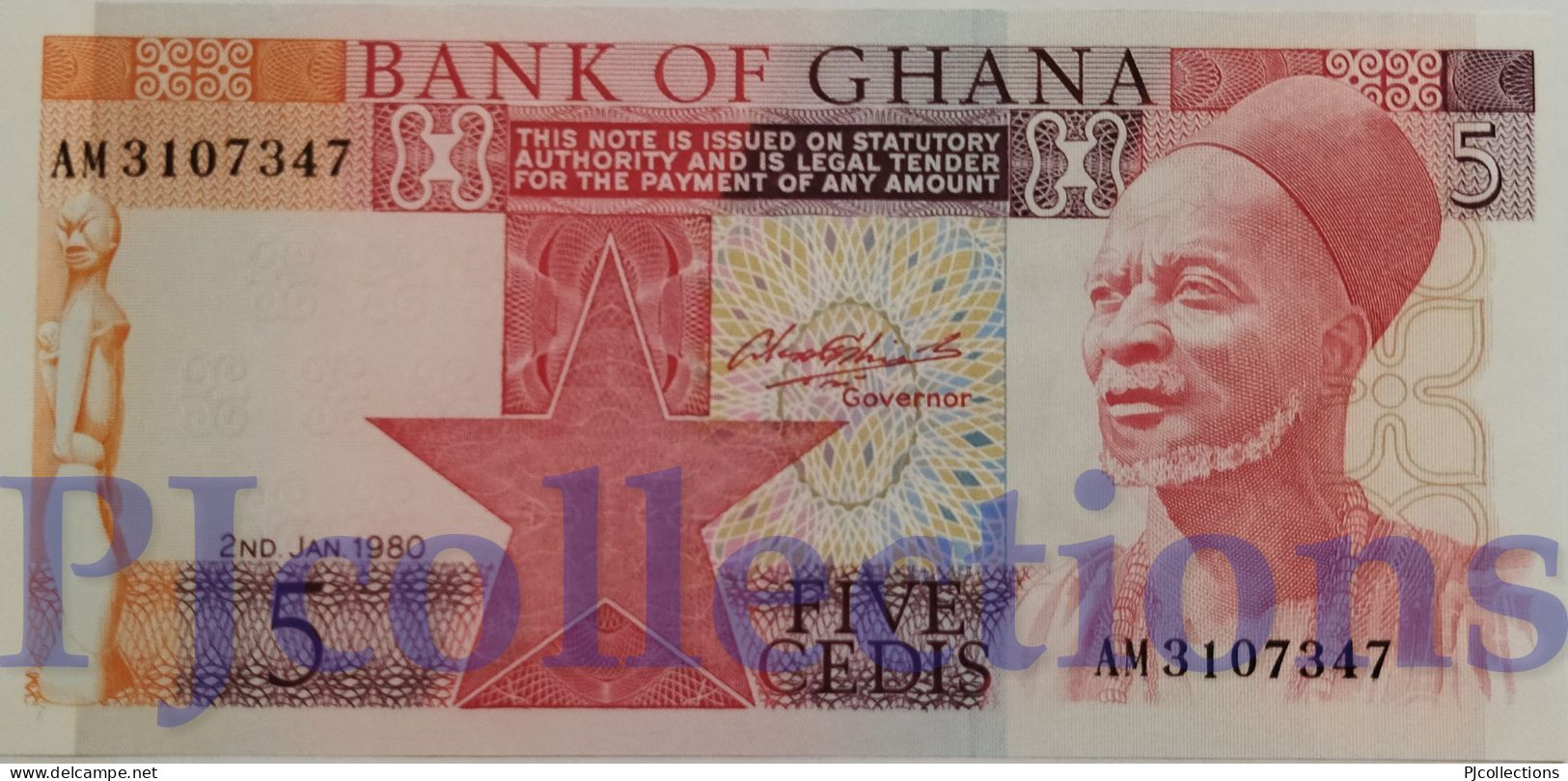 GHANA 5 CEDIS 1980 PICK 19b UNC - Ghana