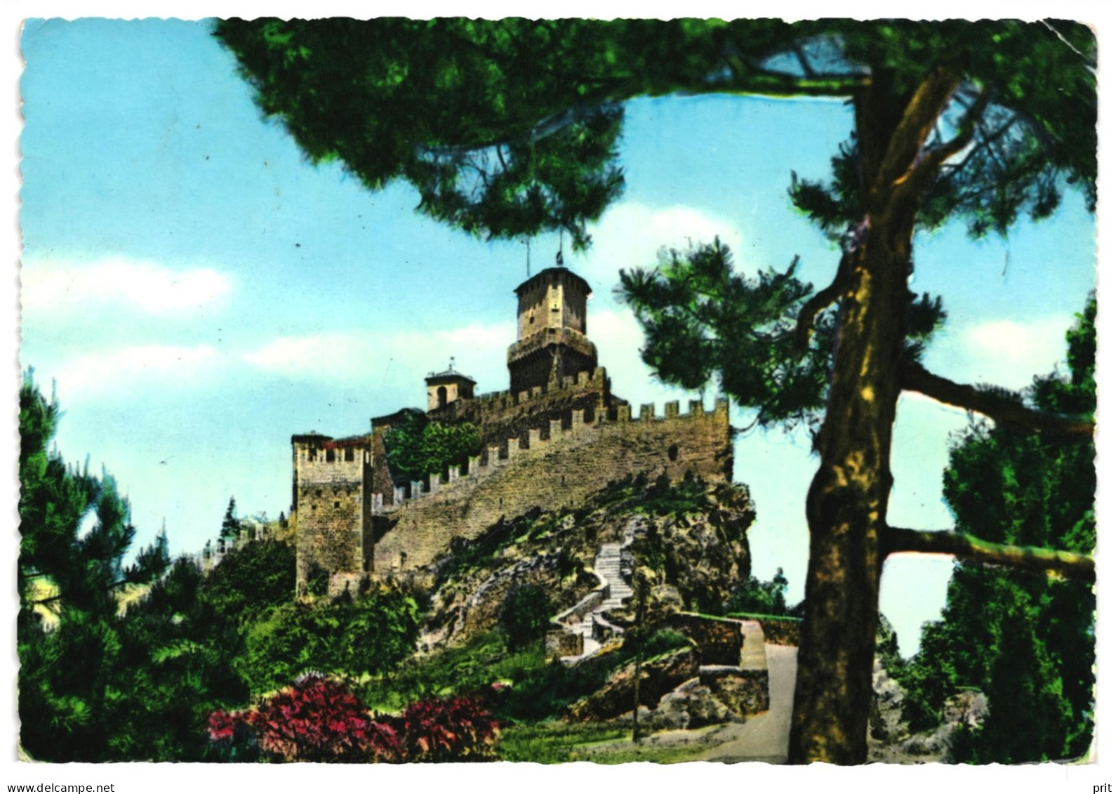 San Marino 1965 Used Postcard To Sweden, Medieval Tournaments Stamps 1963, Nice Postmarks, Fortress Of Guaita Postcard - Storia Postale