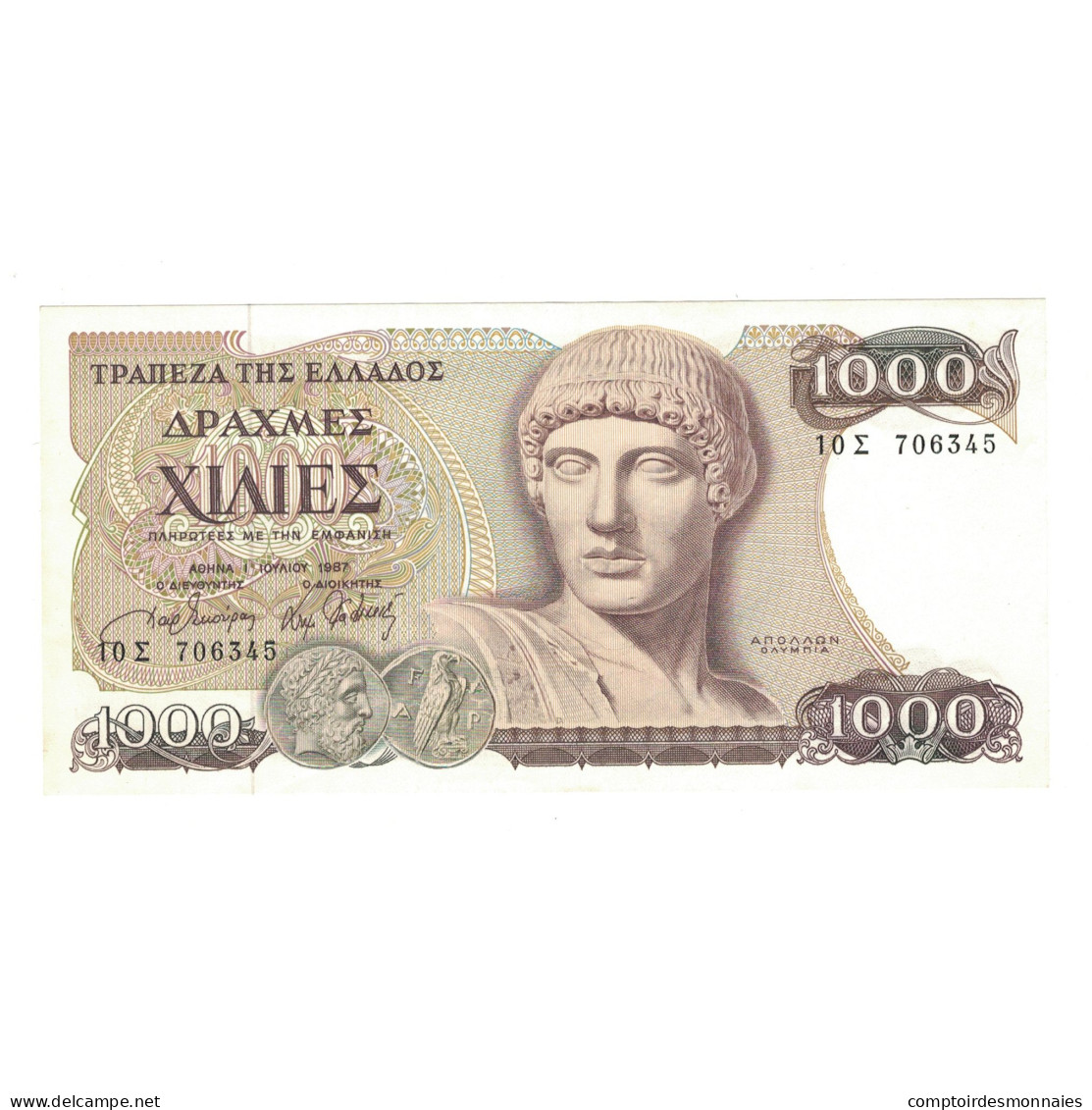 Billet, Grèce, 1000 Drachmaes, 1987, 1987-07-01, KM:202a, TTB+ - Grèce