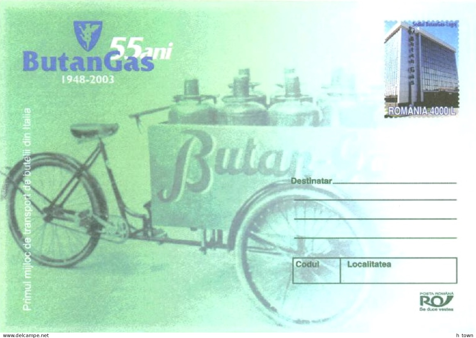 619  Tricyclette, Transport Bouteilles De Gaz. PAP, 2003 - Gas Bottle, Bicycle Stationery Cover. Vélo Bike - Vélo