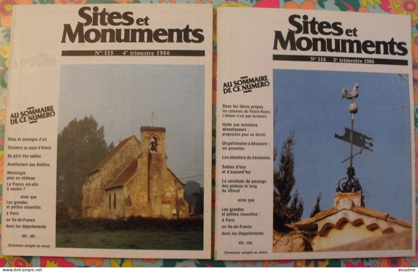 lot de 12 numéros de la revue "Sites et Monuments" 1984-1986