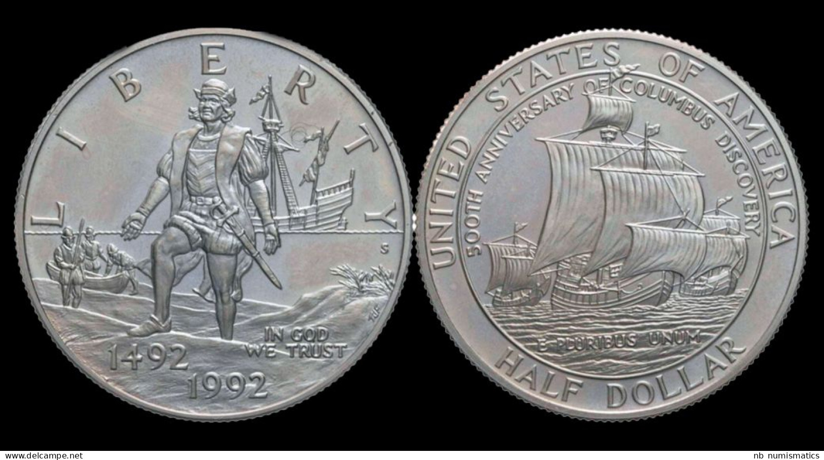 USA 1/2 Dollar 1992 S Colombus Voyare- 500th Anniversary Proof - Unclassified