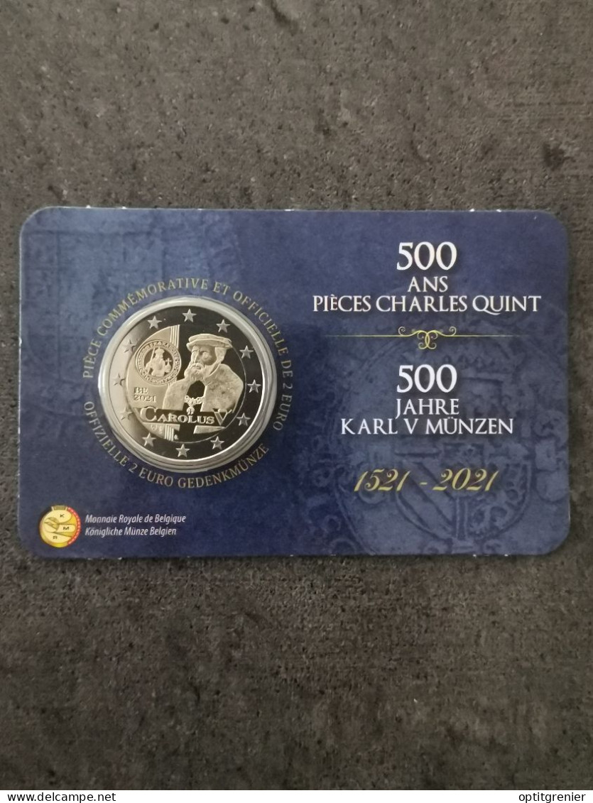 COINCARD 2 EURO 2021 CHARLES QUINT BELGIQUE / EUROS BELGIUM - Belgio