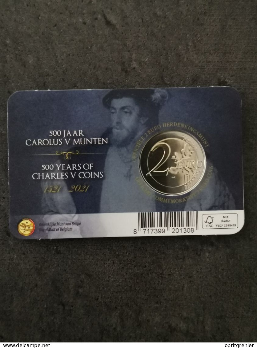 COINCARD 2 EURO 2021 CHARLES QUINT BELGIQUE / EUROS BELGIUM - Belgio