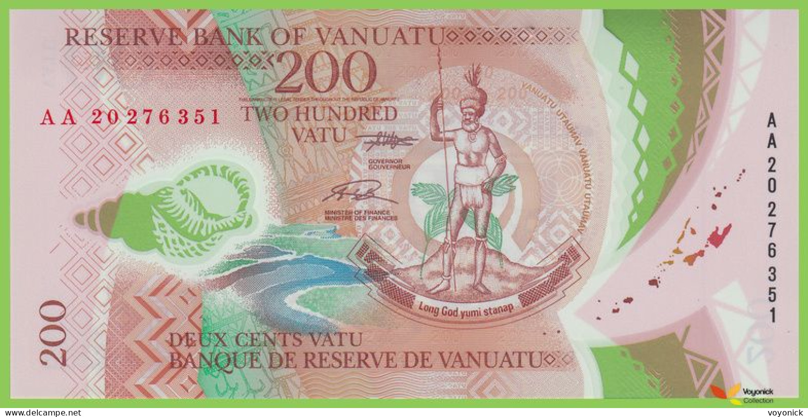 Voyo  VANUATU 200 Vatu 2020 P12b B216a AA UNC Polymer - Vanuatu