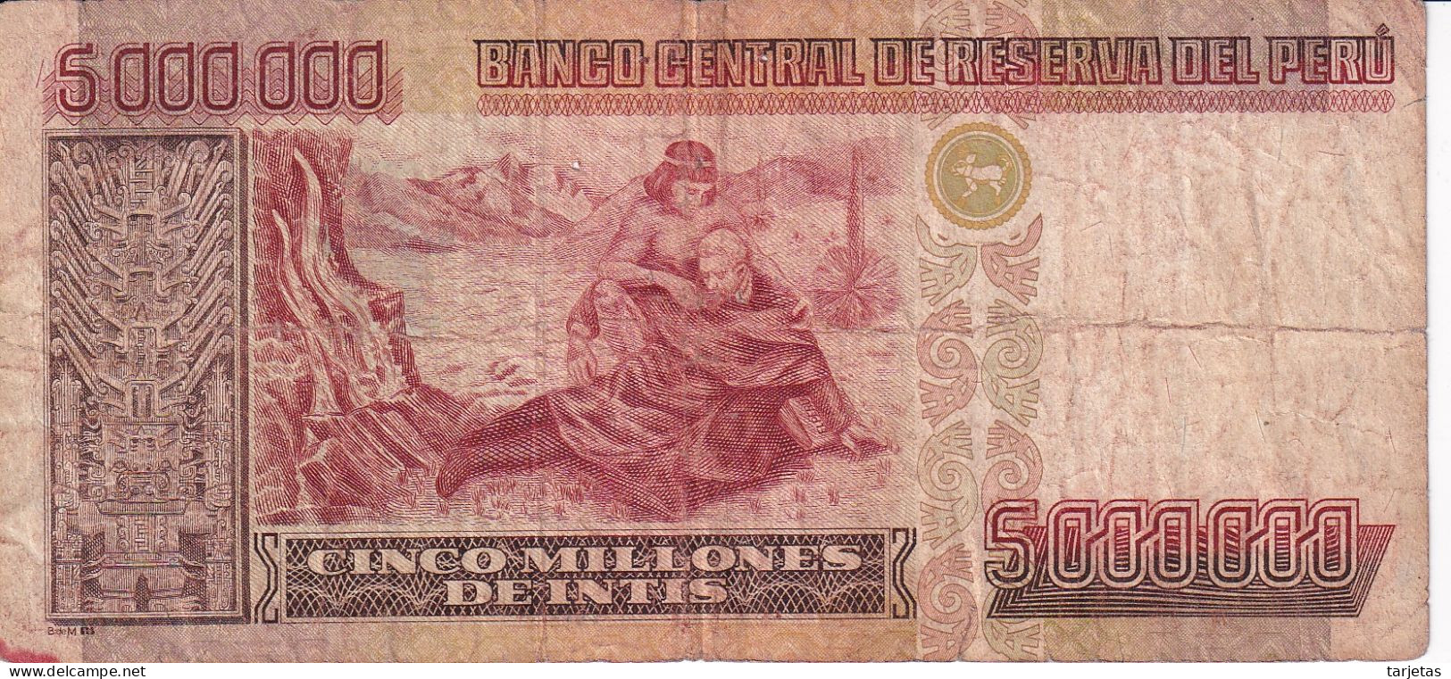 BILLETE DE PERU DE 5000000 DE INTIS DEL AÑO 1990  (BANK NOTE) - Peru