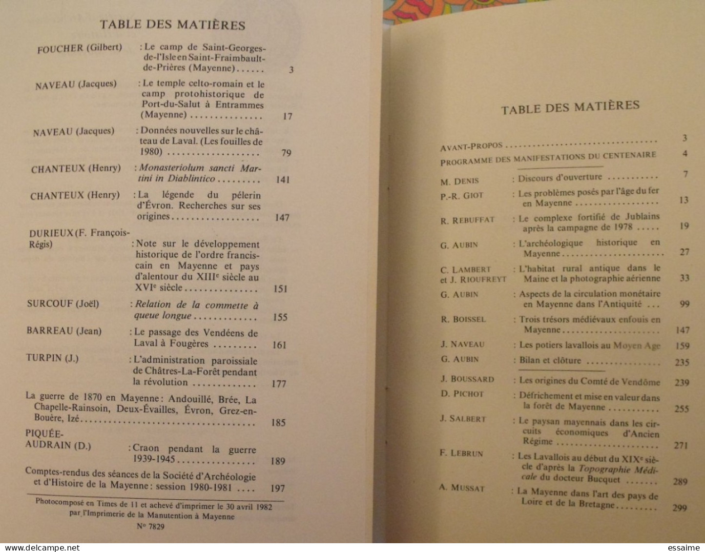 lot de 8 numéros de la revue "La Mayenne archéologie histoire" 1979-1985. rangevin vaiges rousseau craon jublains laval