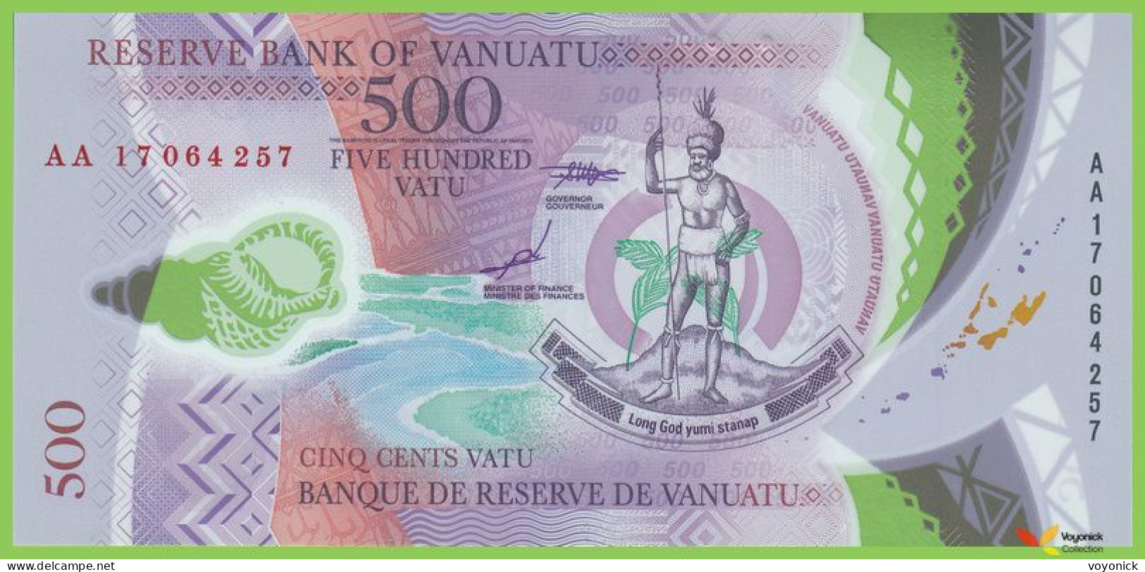 Voyo  VANUATU 500 Vatu 2017 P18 B209 AA UNC Polymer - Vanuatu
