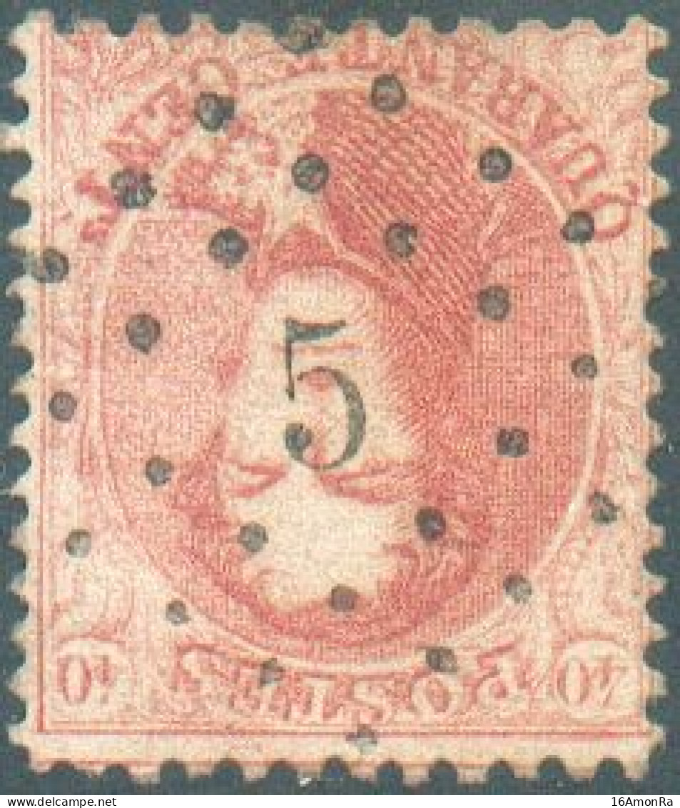 N°16 - Médaillon 40 Centimes Carmin-rose, Obl. LP.5 AMAY Idéalement Apposée. N.1500. - Superbe - 21800 - 1863-1864 Medaillen (13/16)