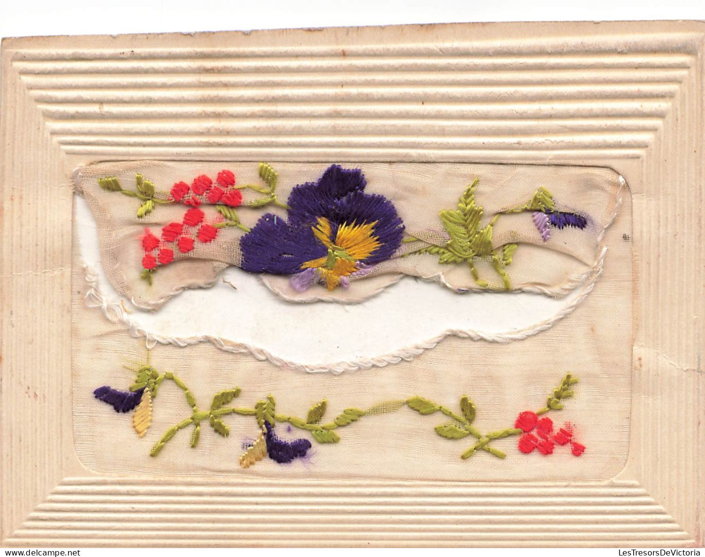 FANTAISIES - Brodées - Une Fleur Brodée - Colorisé - Carte Postale Ancienne - Embroidered