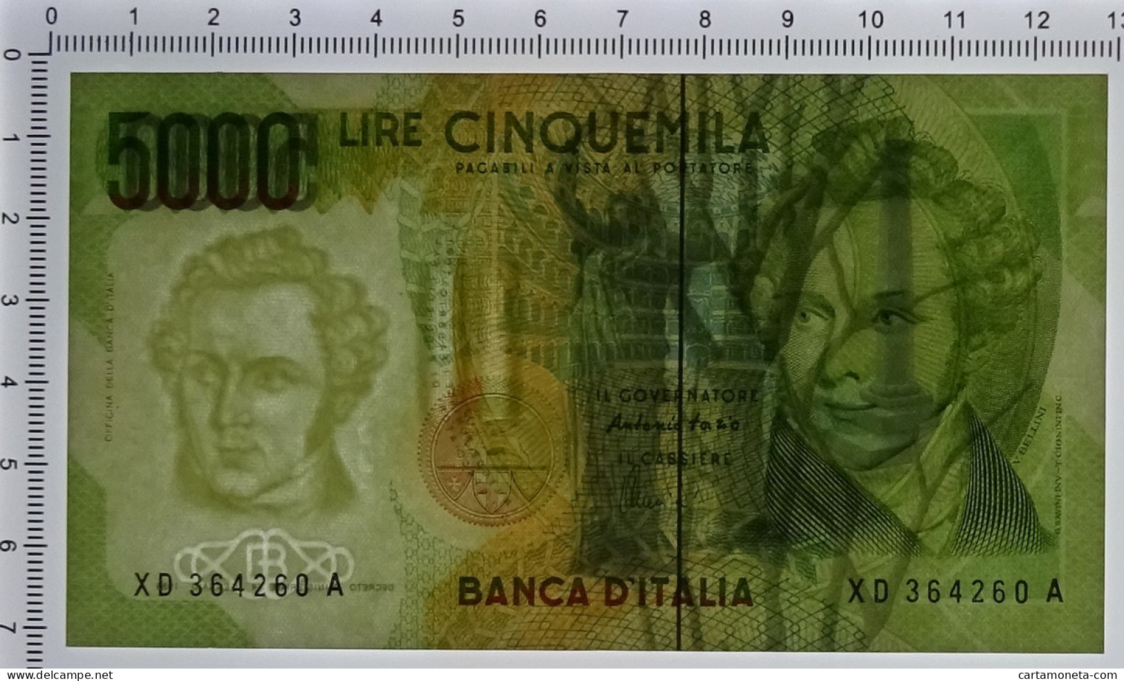 5000 LIRE B. D'ITALIA VINCENZO BELLINI SERIE SOSTITUTIVA XD 25/07/2001 FDS - Altri & Non Classificati