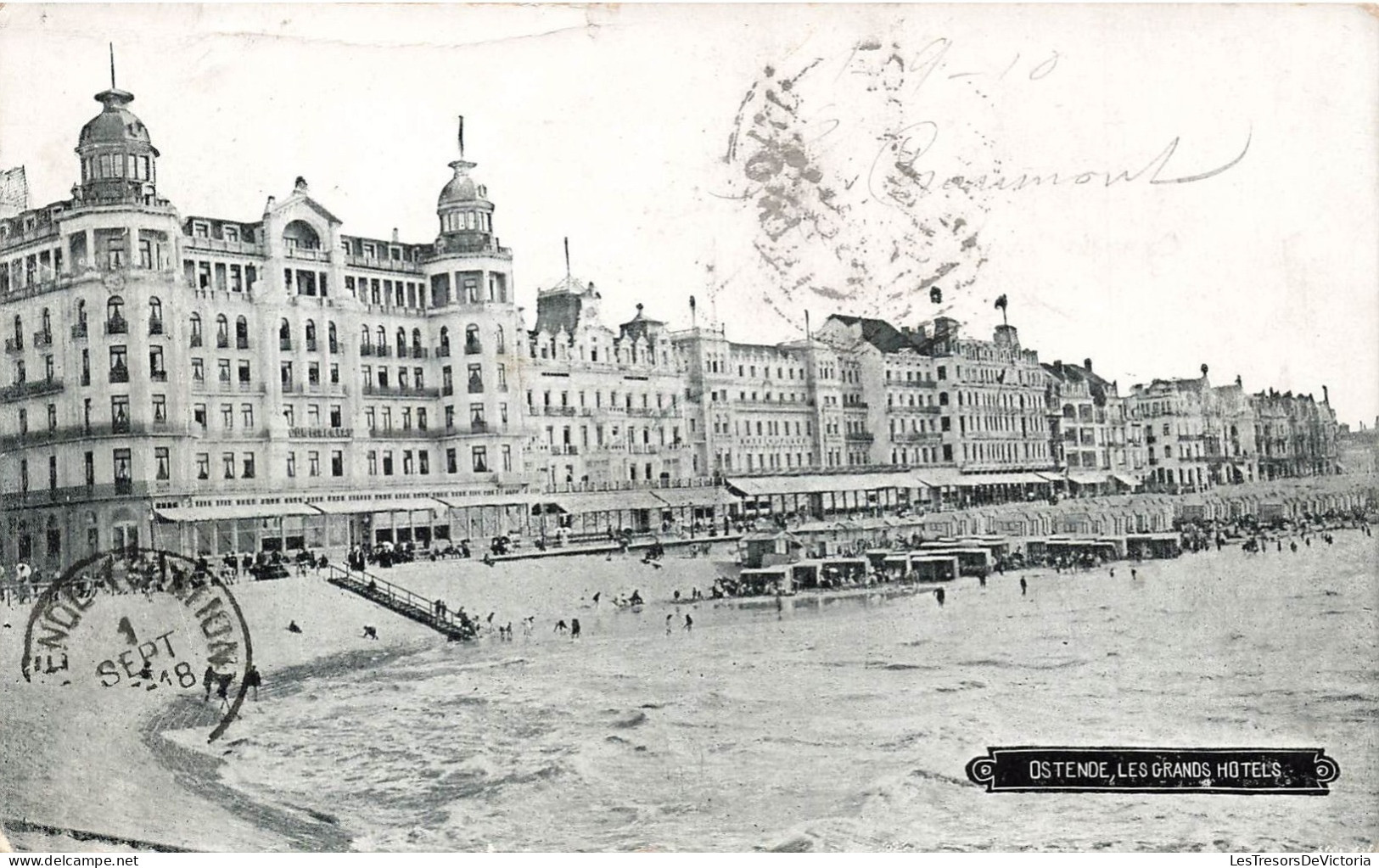 BELGIQUE - Ostende - Les Grands Hotels - Animé - Plage - Carte Postale Ancienne - Oostende