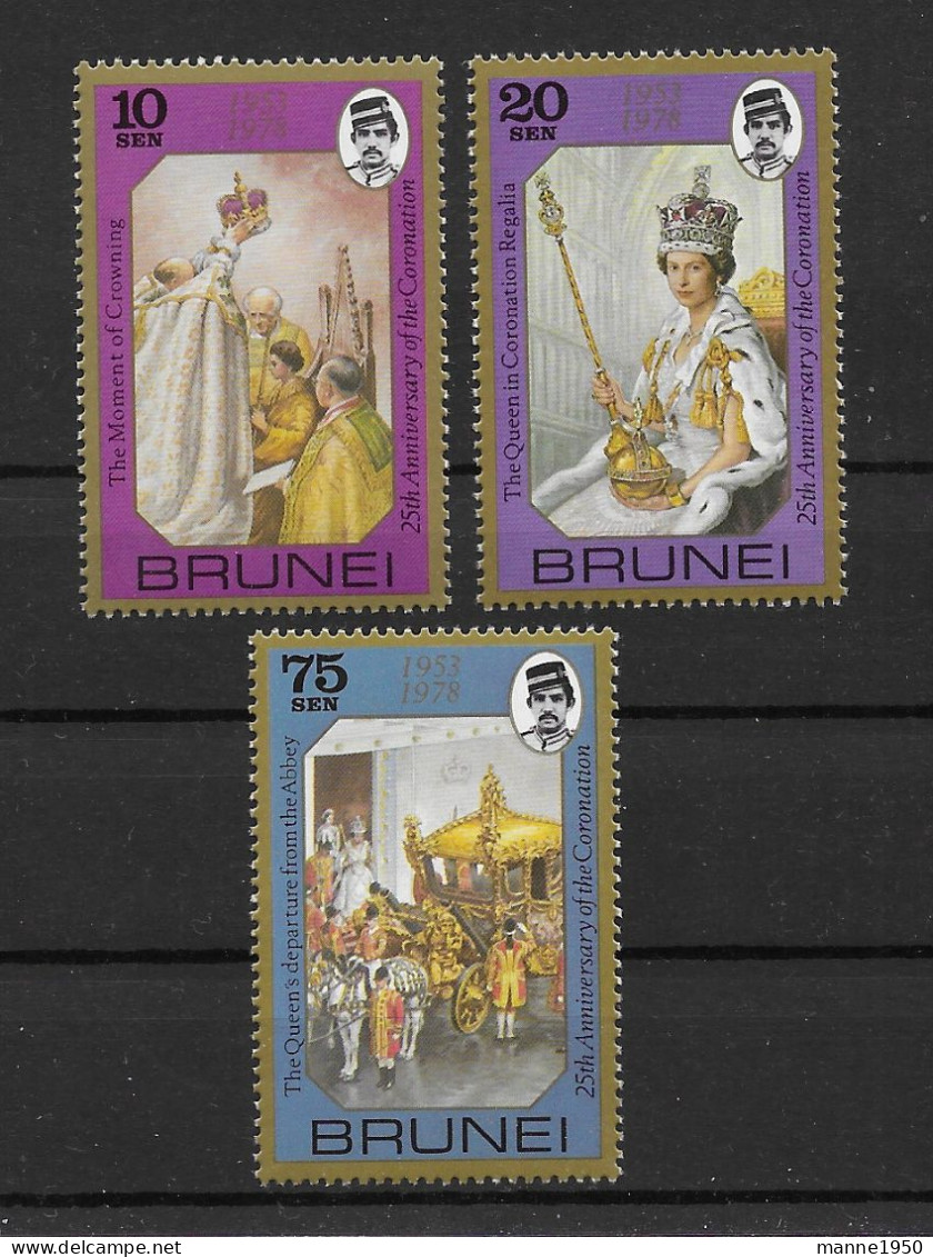 Brunei 1978 25 Jahre Krönung Queen Elizabeth II Mi.Nr. 218/20 Kpl. Satz ** - Brunei (...-1984)