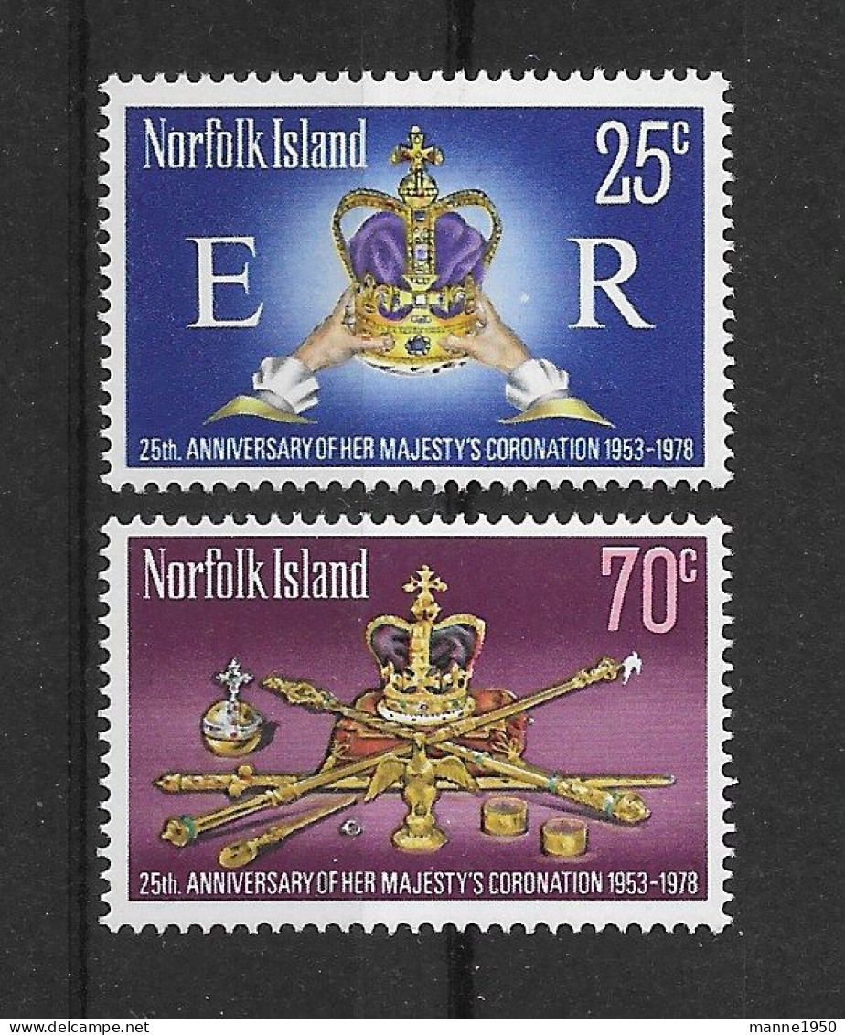 Norfolkinsel 1978 25 Jahre Krönung Queen Elizabeth II Mi.Nr. 212/13 Kpl. Satz ** - Norfolk Island