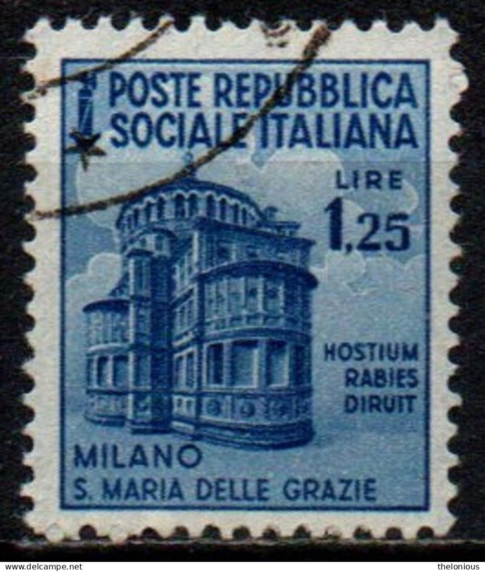 1944 Repubblica Sociale: Monumenti Distrutti - 2ª Emis. Lire 1,25 - Oblitérés