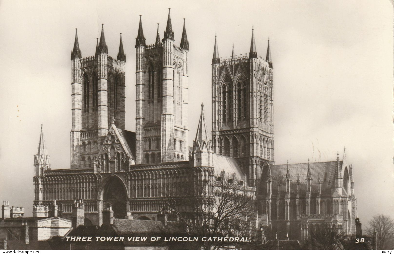 Three Tower View Of Lincoln Cathedral, Lincoln, England  Real Photograph - Lincoln