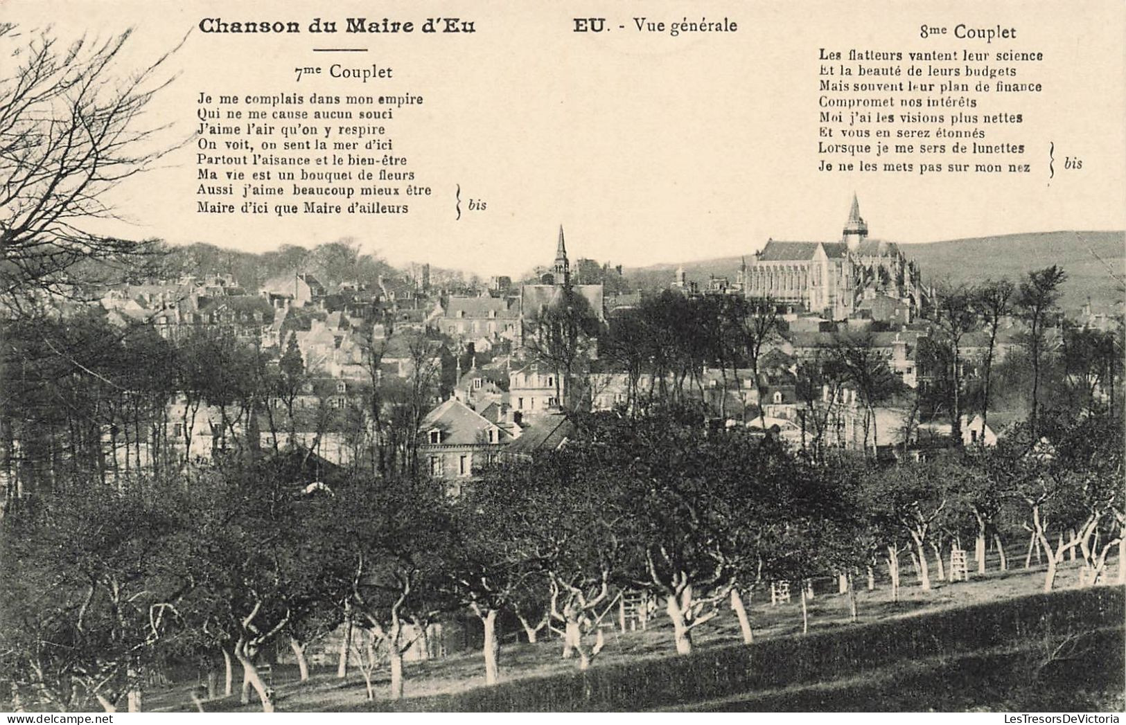 FRANCE - Eu - Vue Générale - Chanson Du Maire D'Eu - Carte Postale Ancienne - Eu