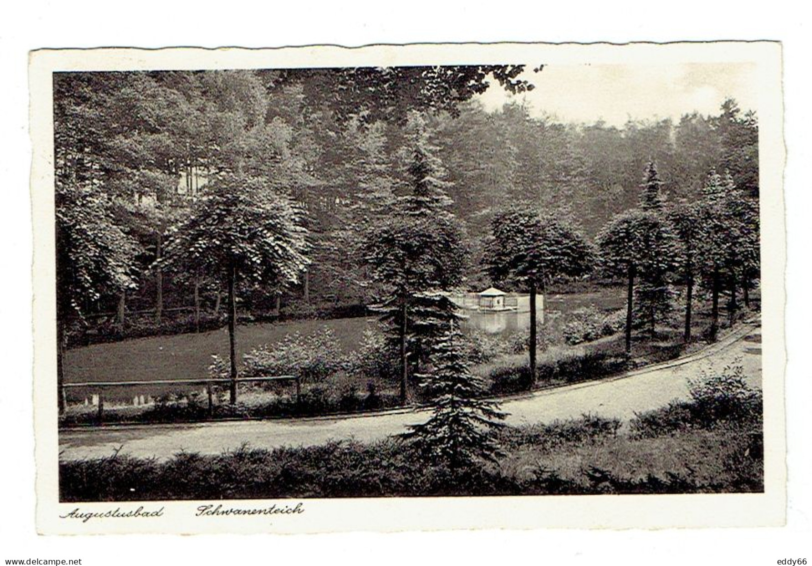 Ansichtskarte Augustusbad- Schwanenteich Aus Dem Jahr 1938 Ortstempel Augustusbad über Radeberg Sonderstempel - Radeberg